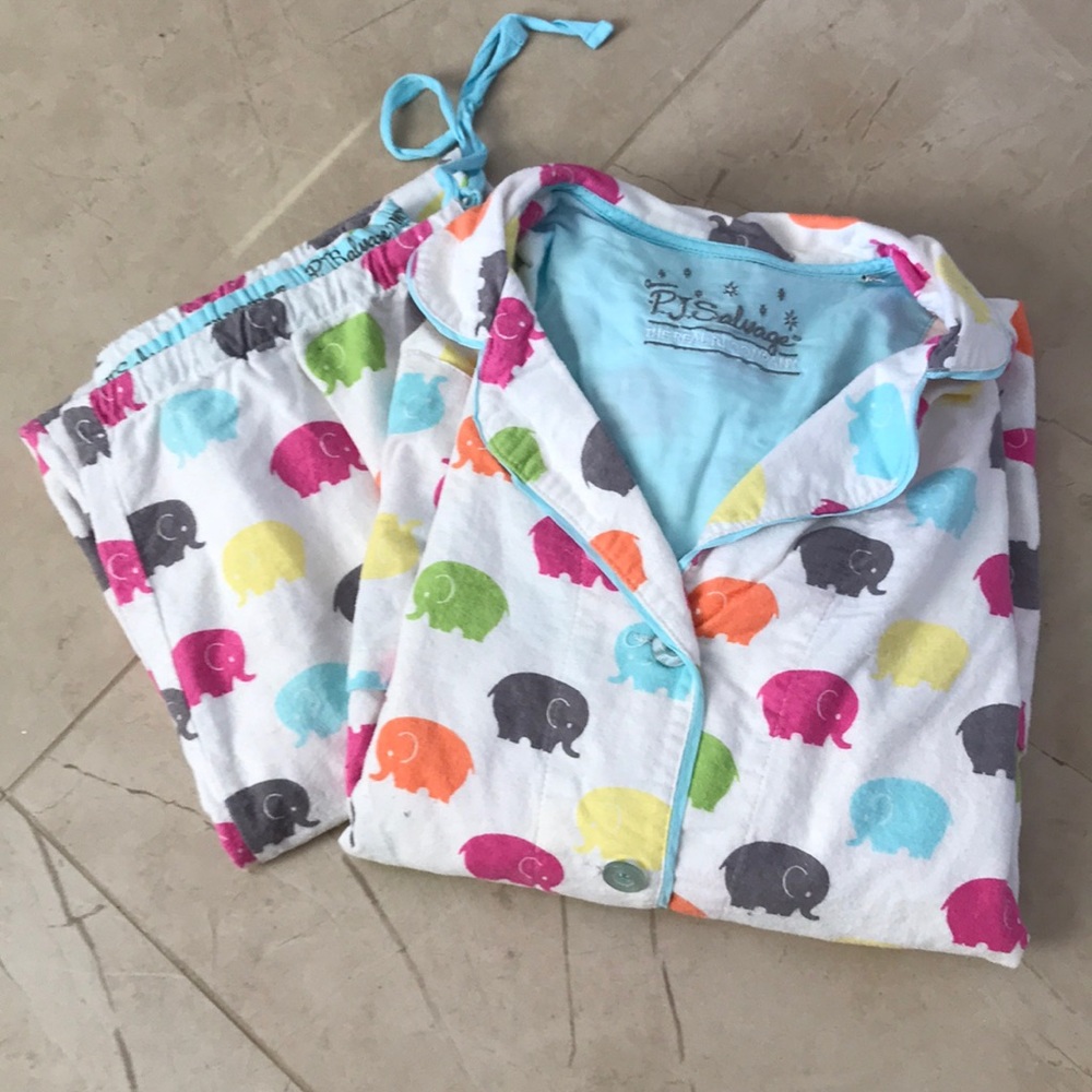PJ Salvage Elephant multicolor pajama set